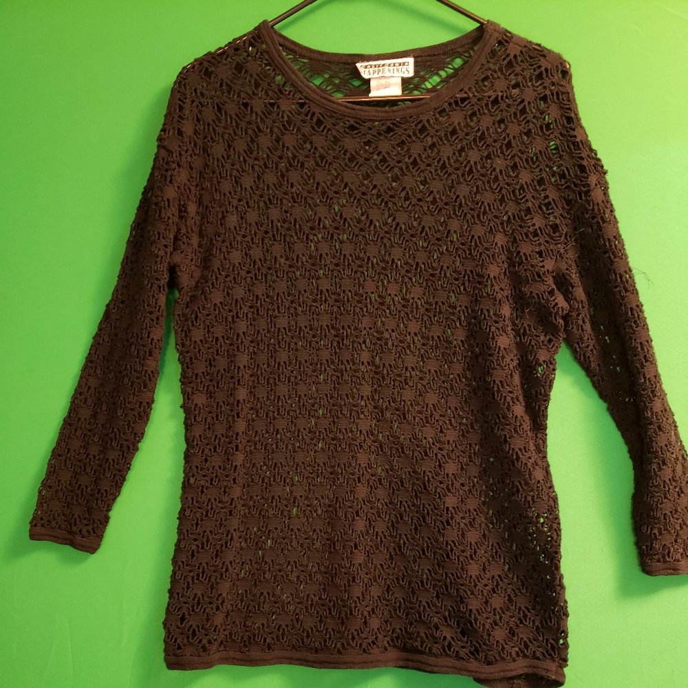 California Happenings Black Cotton Mesh top